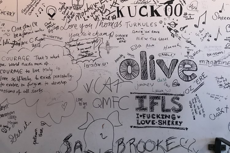 The graffiti wall at Sack bar, London EC1